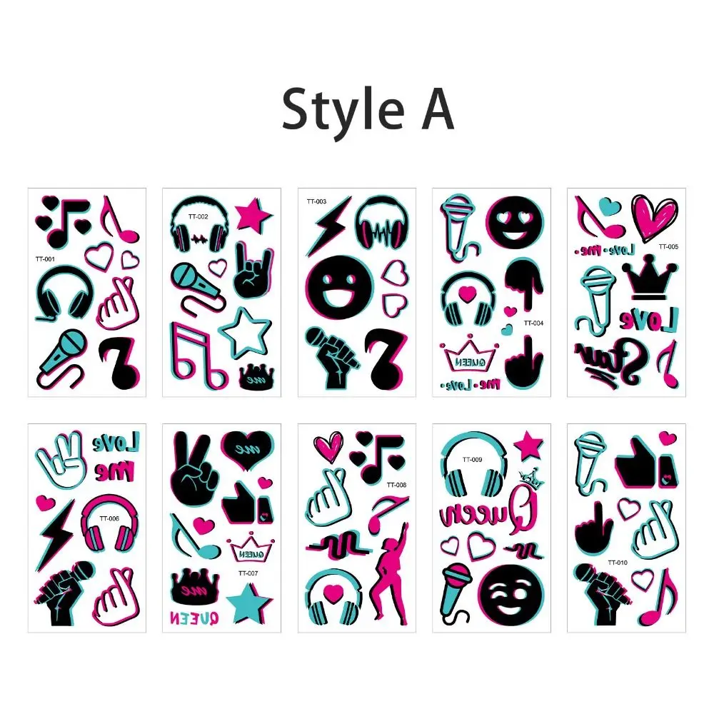 20 ورقة ملصقات وشم مضيئة صديقة للبشرة كرتونية مقاومة للماء للحفلات الموسيقية ألعاب وشم مزيفة لتزيين نادي الحفلات #3