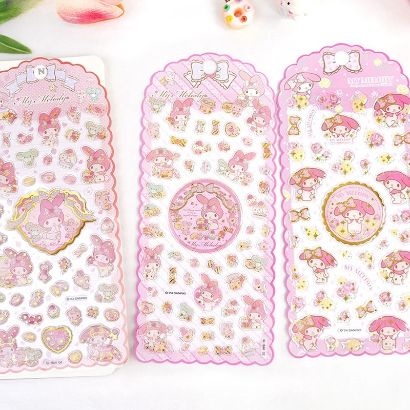 4 قطعة/الوحدة سانريو الكرتون ميلودي الوردي كريستال قطرة ملصقات ديكور لتزيين الغرف سكرابوكينغ DIY بها بنفسك المجلات لطيف القرطاسية مذكرات ملصق هدية