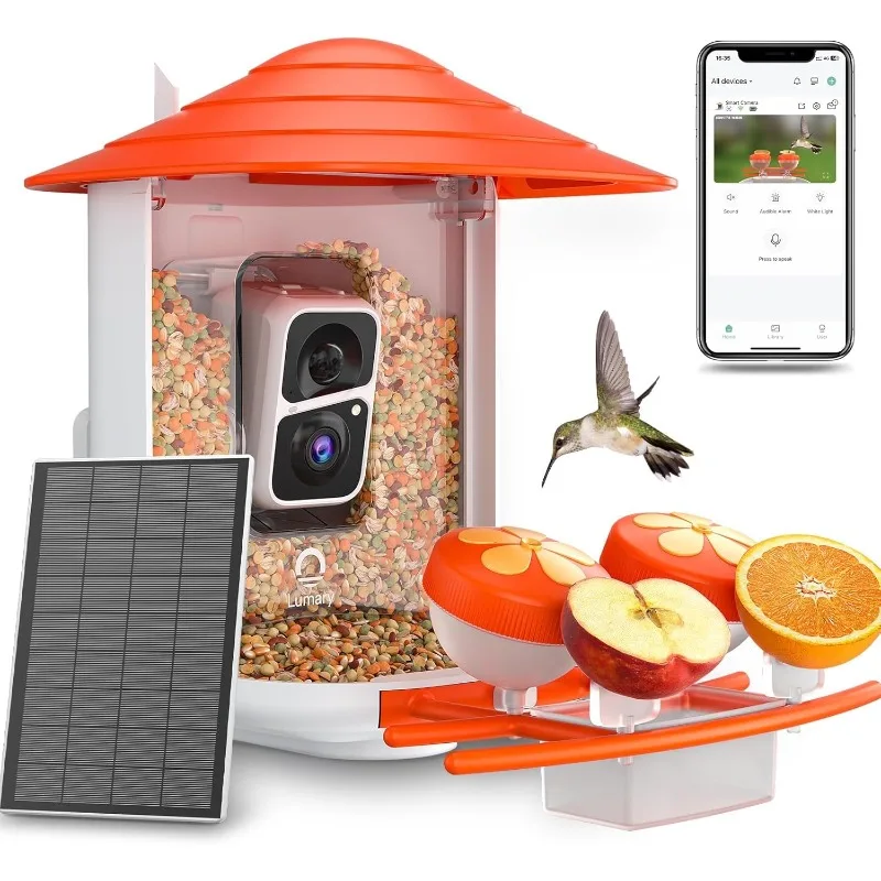 Bird Feeder with Camera Solar Powered, 1080P HD AI Identify 10000+ Bird Species, Auto Capture Videos & Motion Detection