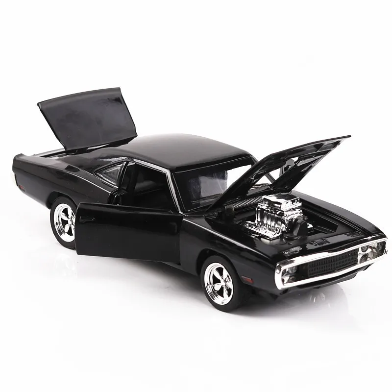 Modelo de coche Dodge Fast And Furious de aleación 1:32, vehículo de juguete fundido a presión con sonido y luz, juguetes de colección