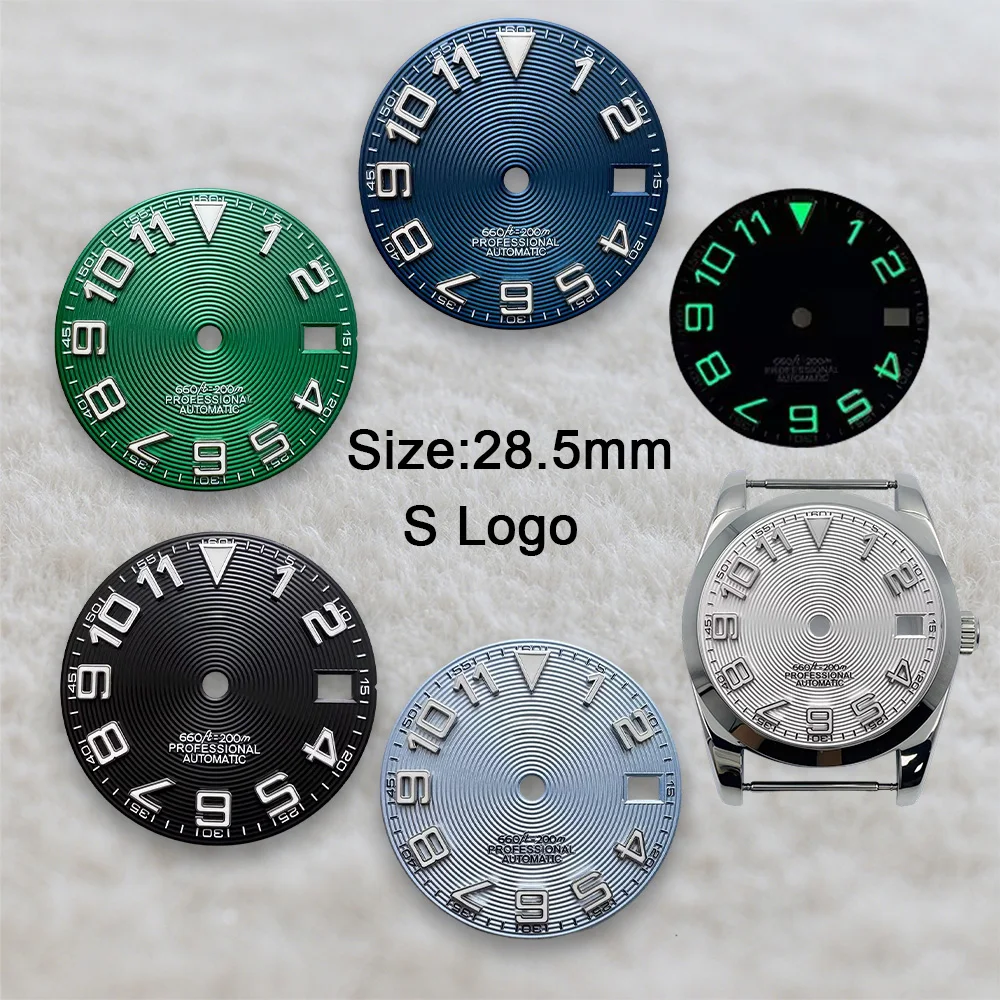 

28.5mm S Logo Dial Suitable For NH35/NH36/4R/7S Japanese Movement Green Luminous High-quality CD Watch Modification Accessories