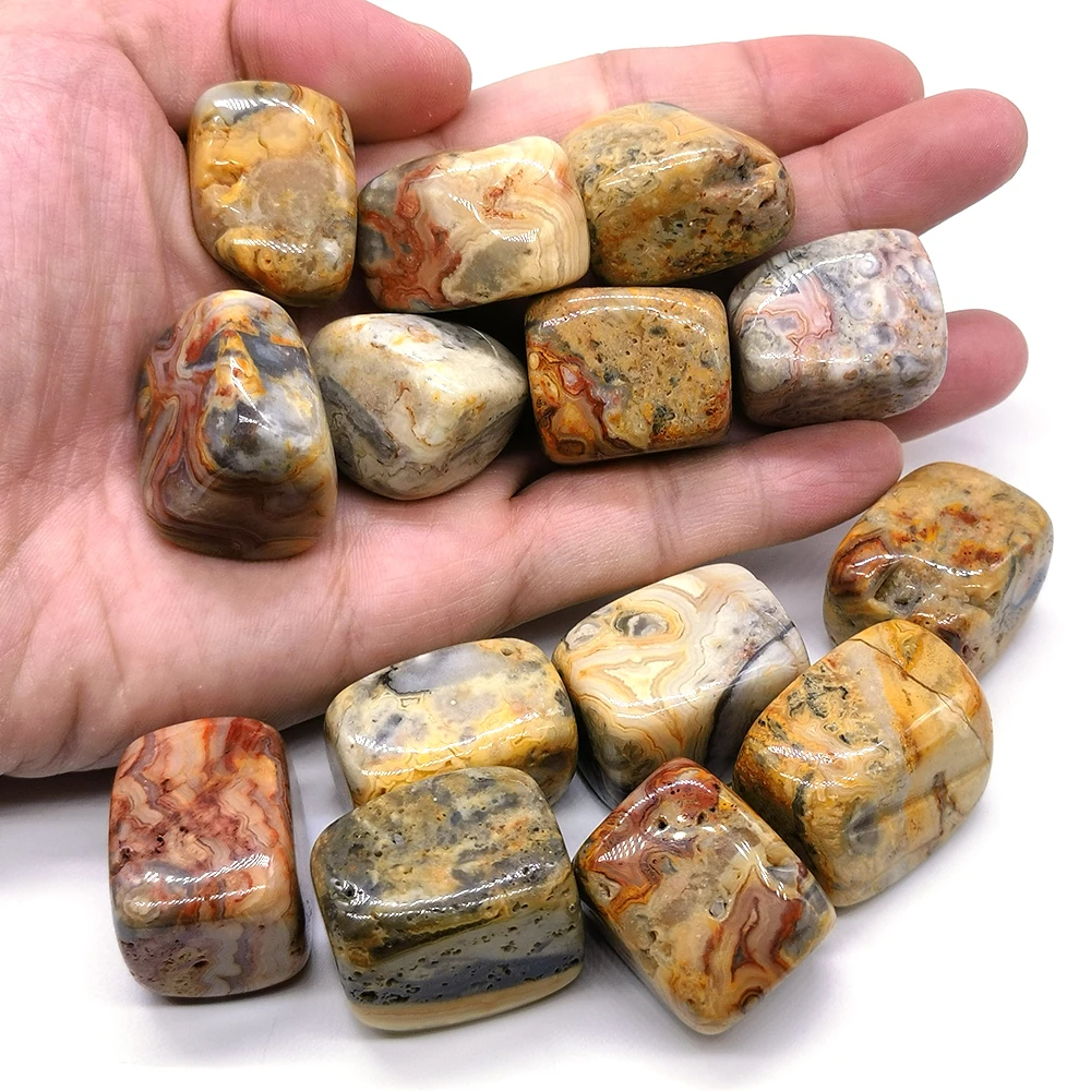 Crazy Agate Natural Tumbled Stone Healing Crystal Bulk Quartz Mineral Specimen Tank Aquarium Home Decor DIY Pendant Wholesale