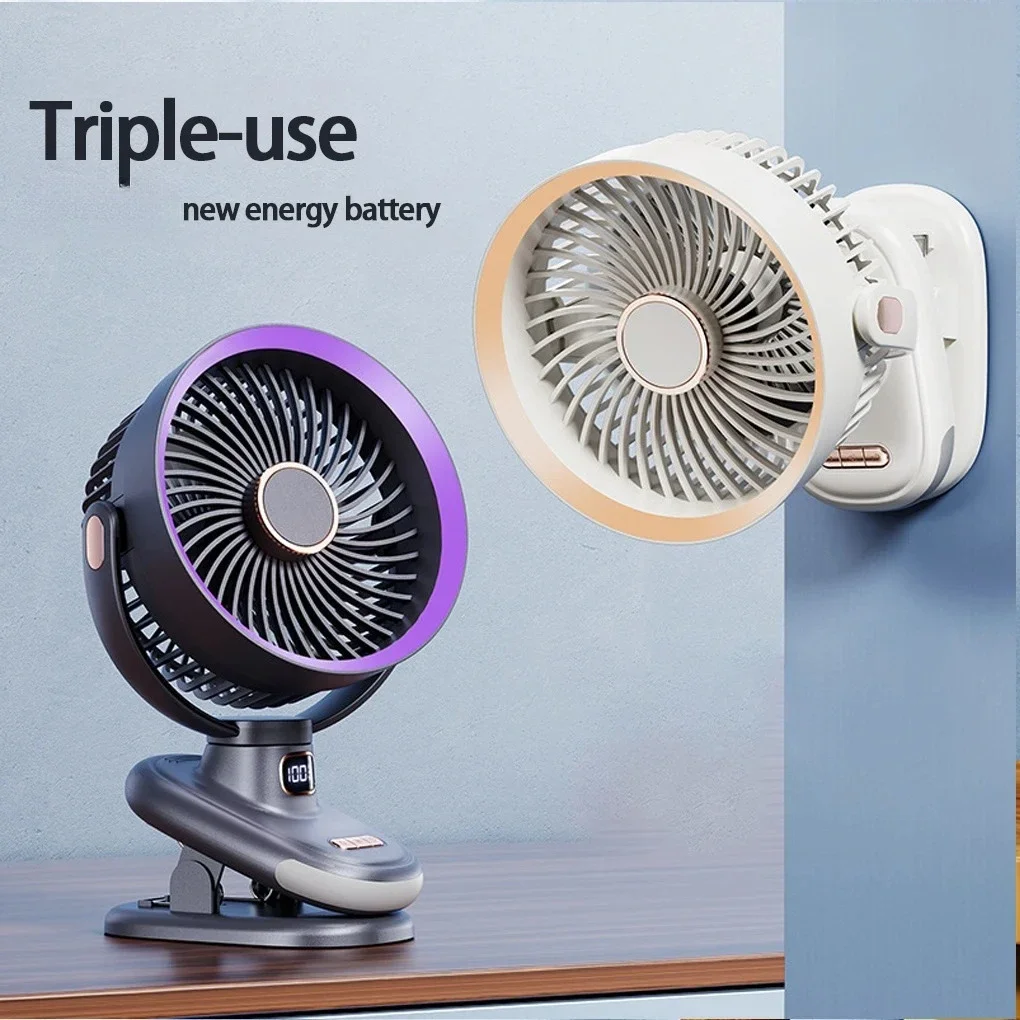 Mini Clip Desk Fan Mute 3-in-one 5 levels Rechargeable 270° Adjustable Wireless Fan for Home Room