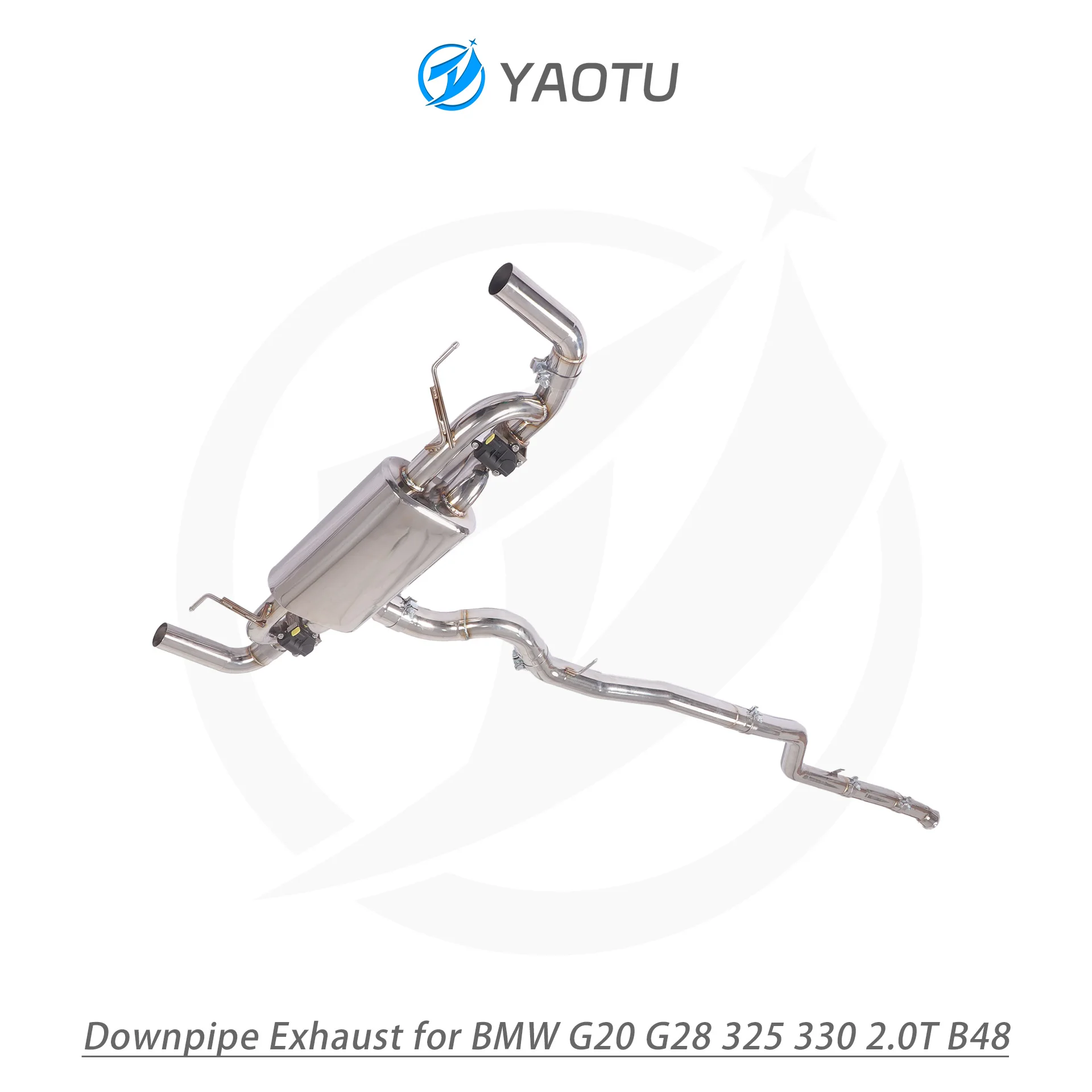 YT Suitable for BMW G20 G28 325 330 2.0T B48 Mid to Rear Dual Sided Single Outlet with Valve Exhaust Pipe Bright Surface