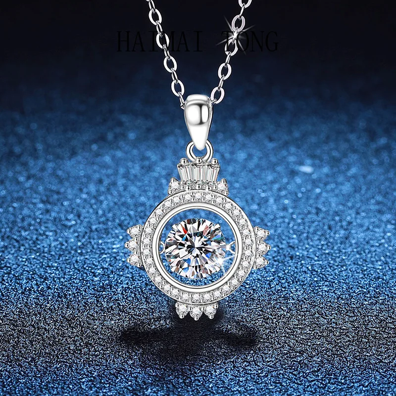 

HAIMAITONG PT950 platinum, necklace female moissanite pendant, cross-border Korean version smart pendant female 1 carat moissani