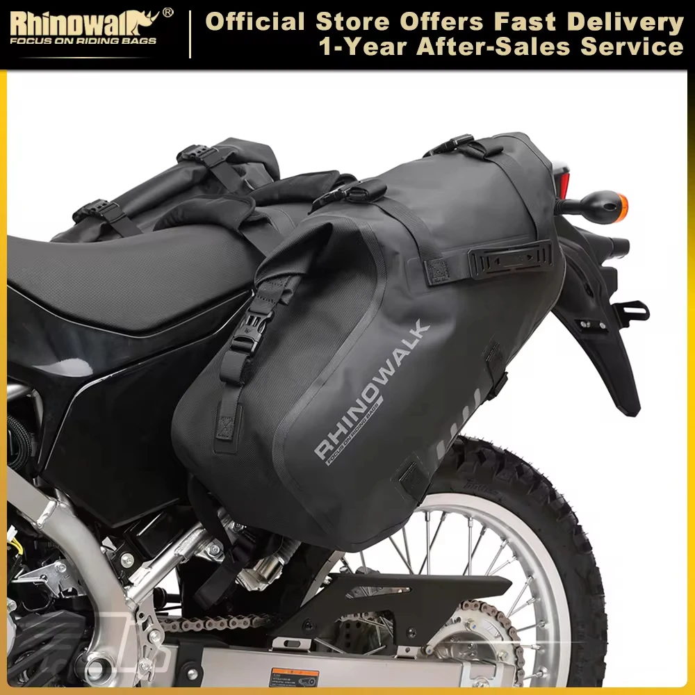 Bolsa de motocicleta Rhinowalk 100% impermeable 18L/28L/48L de gran capacidad 2 uds bolsa de alforja de motocicleta de ajuste Universal bolsas laterales de sillín