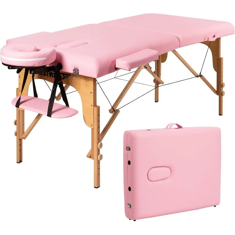 

Portable Massage Table Lash Bed, 2 Fold Massage Bed Spa Bed Height Adjustable w/Face Cradle & Carry Case, Professional Facial Sa