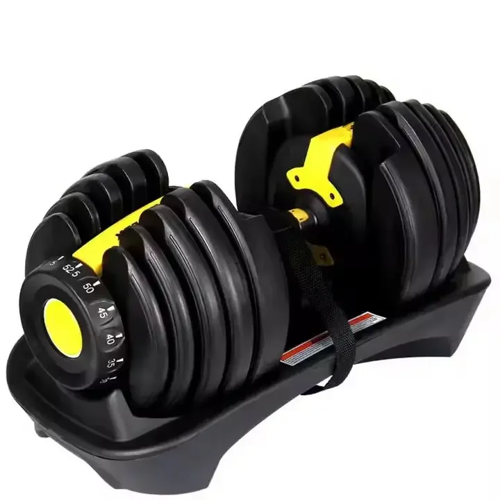 New Product Adjustable Dumbbells Set Factory Wholesale Eco-friendly 24KG/50Lbs Rubber Coated Portable Quick Adjustment Gym Fitne
