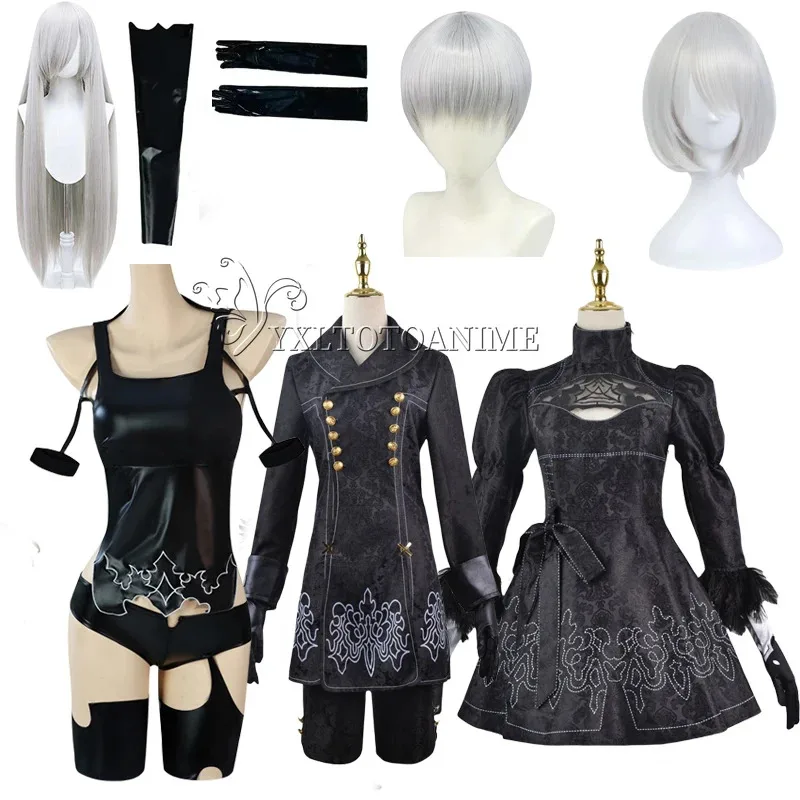 

Game NieR:Automata Yorha 2b 9s Cosplay A2 Cosplay Costume Wig Sexy Black Battle Suit For Women Girl Halloween Party Outfit