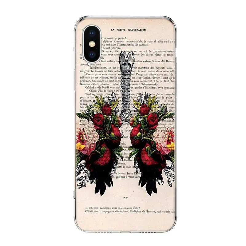 Human anatomy organ newspaper Phone Case For Apple Iphone 12 Mini 14 13 15 Pro Max 11 X XS XR 16 Plus Funda Cover Shell