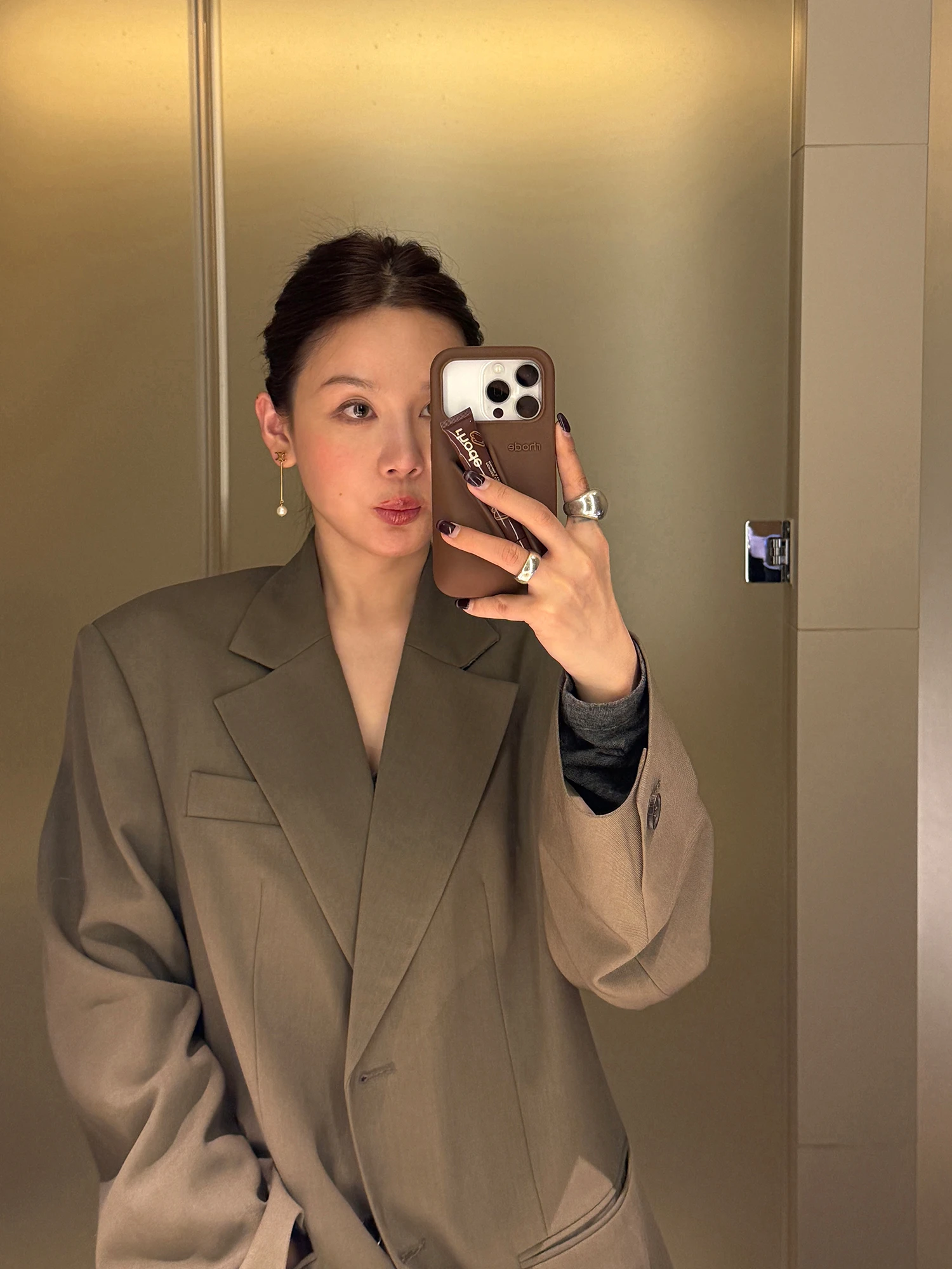 

Женский шерстяной пиджак WXLSTUDIO серого цвета, повседневный, свободного кроя, с длинным рукавом, модный, весенняя новинка