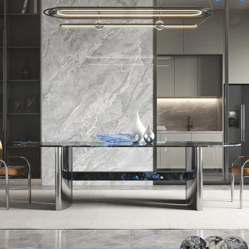 

Kingfisher с черной крышкой, мраморный светильник, роскошный прямоугольный обеденный стол, высококачественная современная простая комбинация обеденного стола