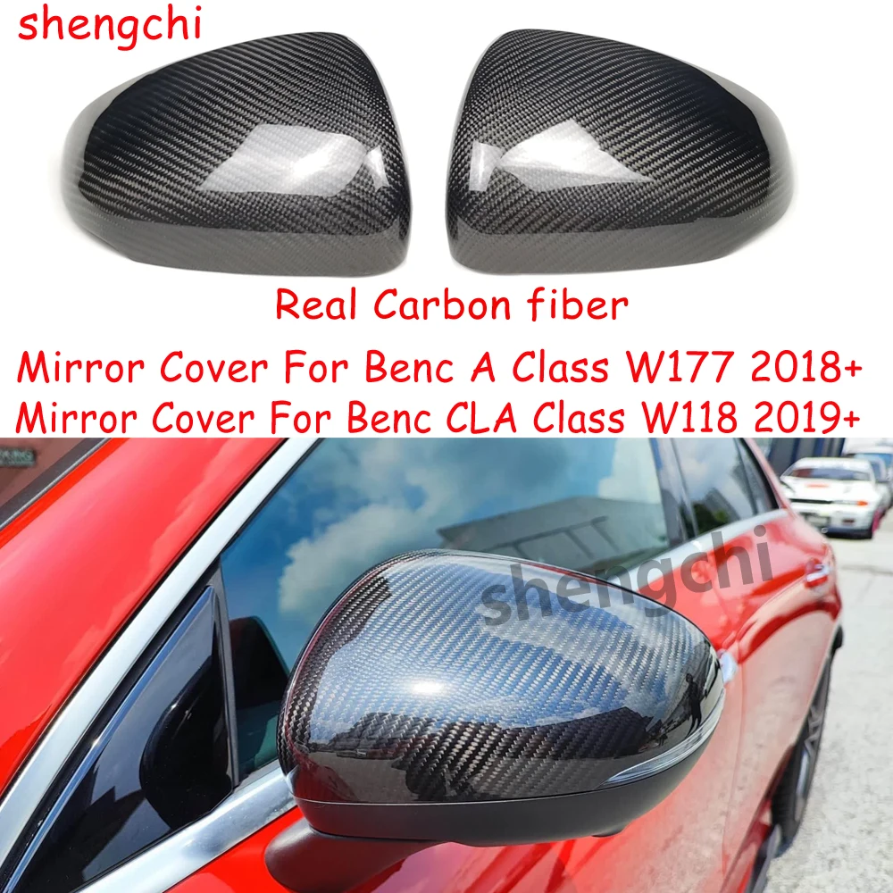 W177 W118 Real Carbon Fiber Mirror Cover for Mercedes A Class W177 A35 A45 CLA Class C118 CLA35 CLA45 Mirrors Cover Caps