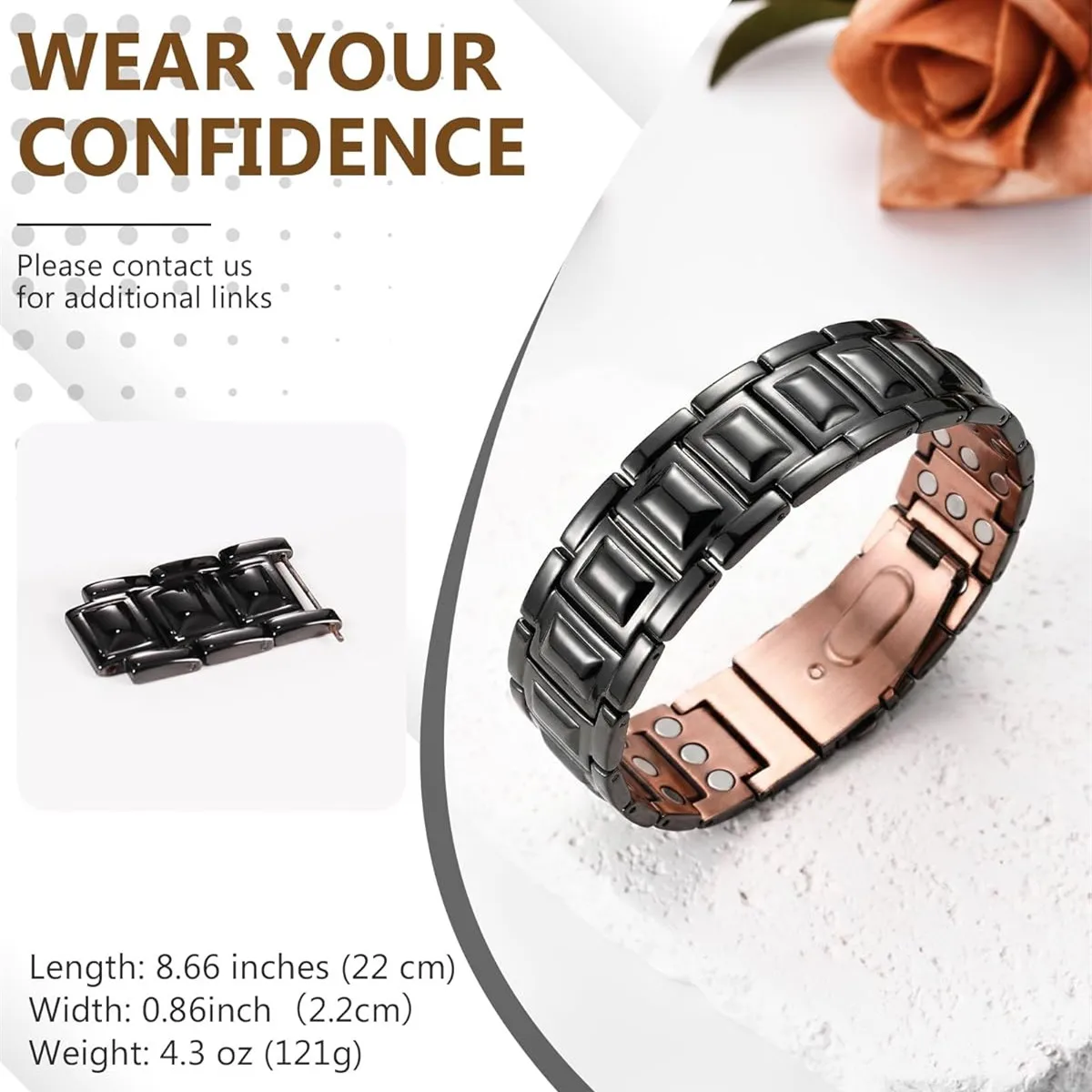 ARADOO Pure Copper Bracelet with 3X Strength Magnetic Therapy Wristband Jewelry Gifts