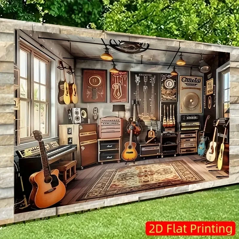 Over the Top Rock Music Room Mural Tapestry Wall Art Decor Guitar Amps Sleeper Man Cave Bedroom Aesthetic Poster Print 26L0907