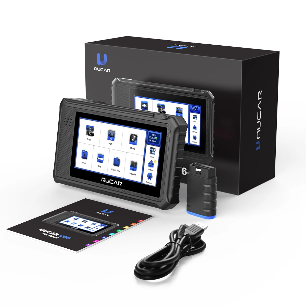 Levenslange gratis update MUCAR VO6 OBD2-scanner Alle systeemdiagnose 28 Reset Auto VIN EPB/BMS/SAS/ABS-evenement voor alle auto's
