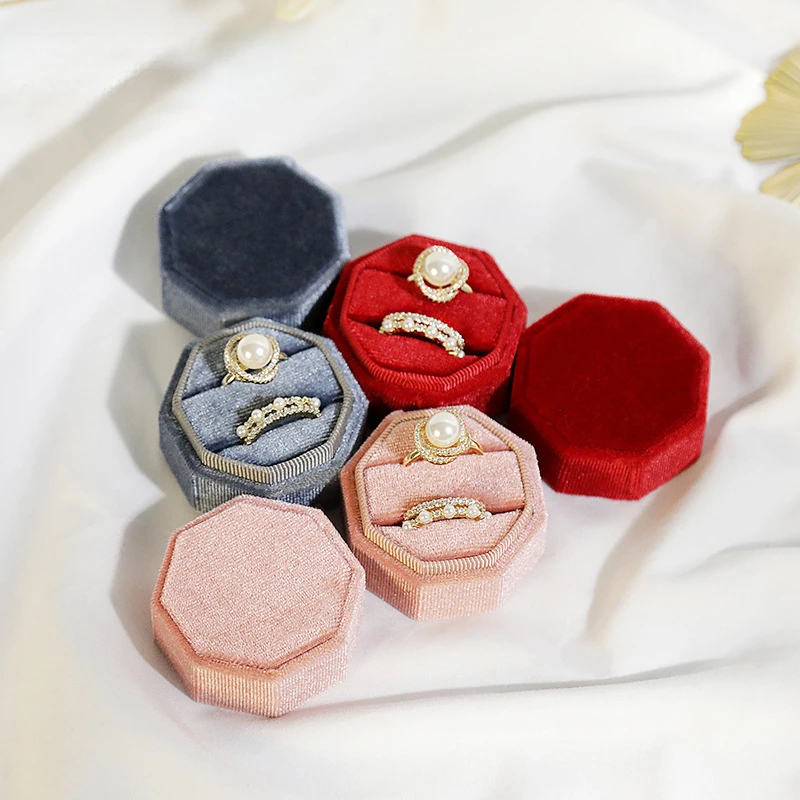 

Luxury Velvet Ring Box Portable Rings Earring Holder Case Engagement Wedding Valentine Gift Jewelry Counter Display