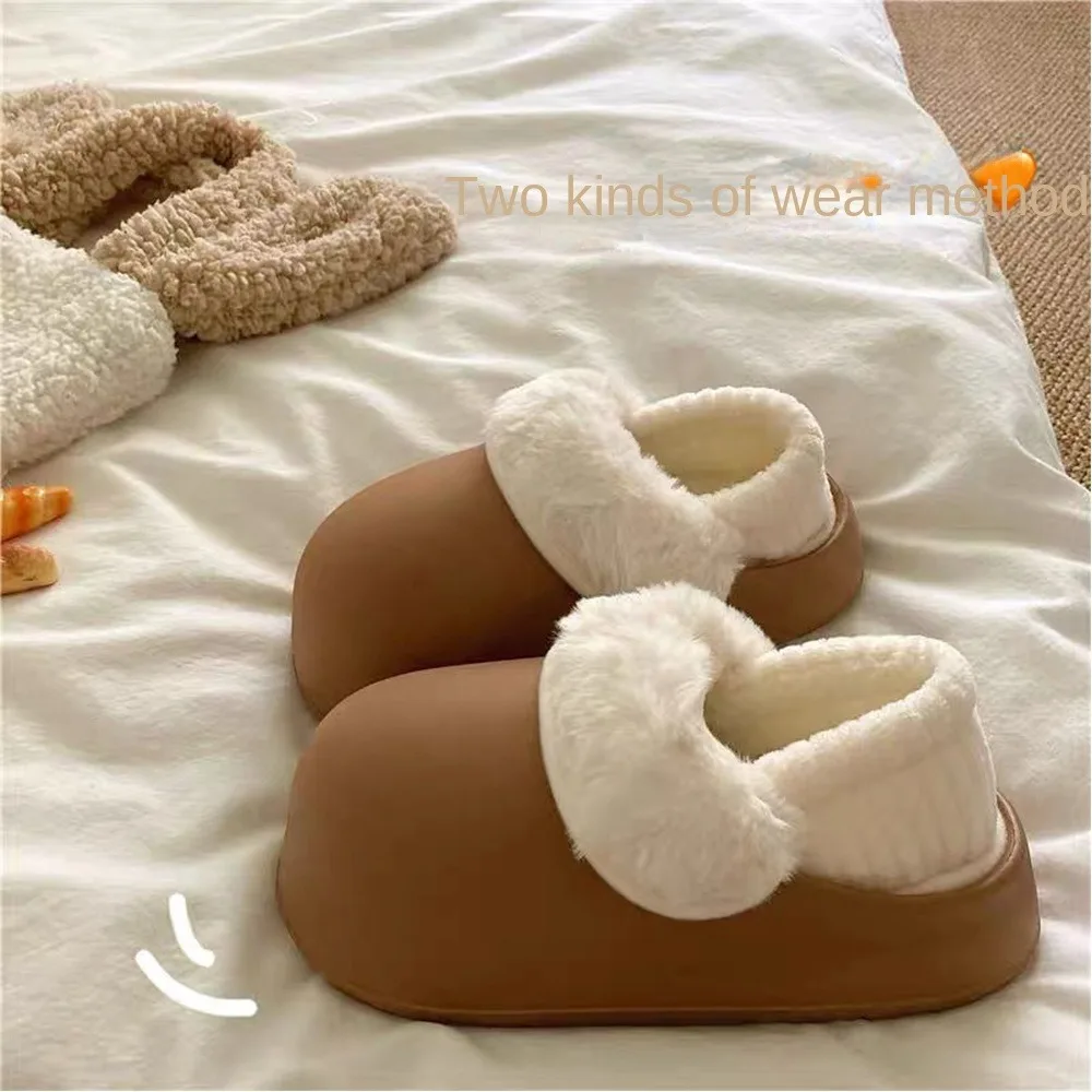 New Indoor Plush Slippers Platform Shoes Plush Cotton Slippers Furry Soft House Shoes Home