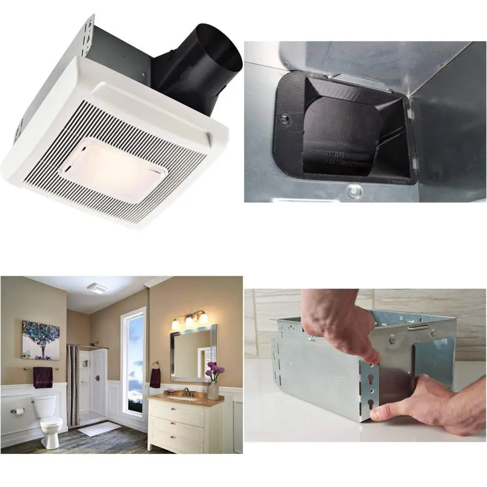 Ventilatore bianco ad alte prestazioni da 110 CFM con luce per installazione laterale stanza, ultrilenzioso 1,3 fonti, ideale per bagni