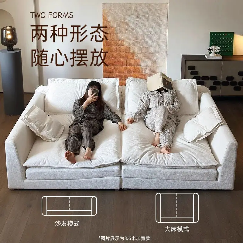 Modern fabric super wide sitting deep straight row down small apartment removable and washable