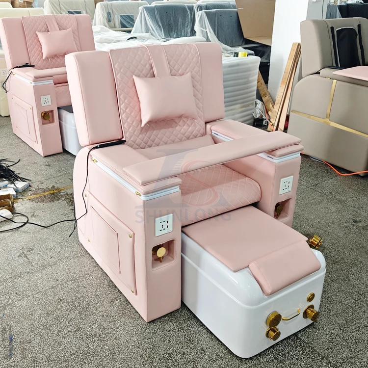 Most Popular Nail Salon Furniture Modern Luxury Pink Electric Reclining Manicure Pedicure Chair with Massage