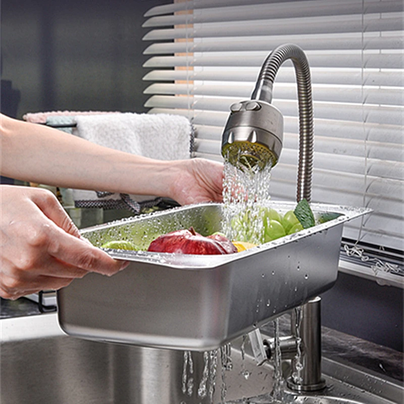 Stainless Steel Draining Rack Multifunctional Kitchen Sink Strainer Baskets Vegetable Fruit Bowl Storage Basket Household Tools