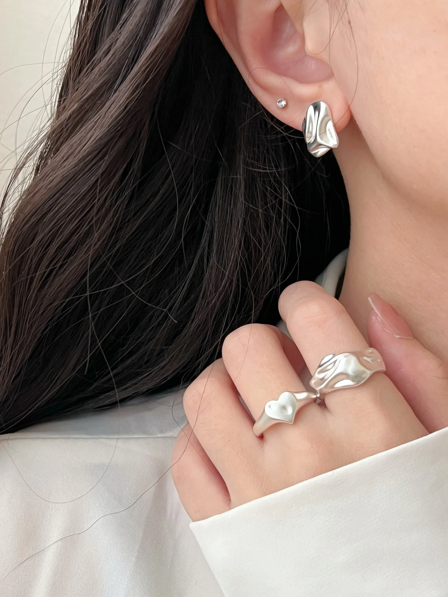 925 Sterling Silber Unregelmäßige Bolzen Ohrring für Frauen Vintage Geknitterte Zuckerguss Punk Rock Schmuck Party Geschenk Dropshipping – Detail 21