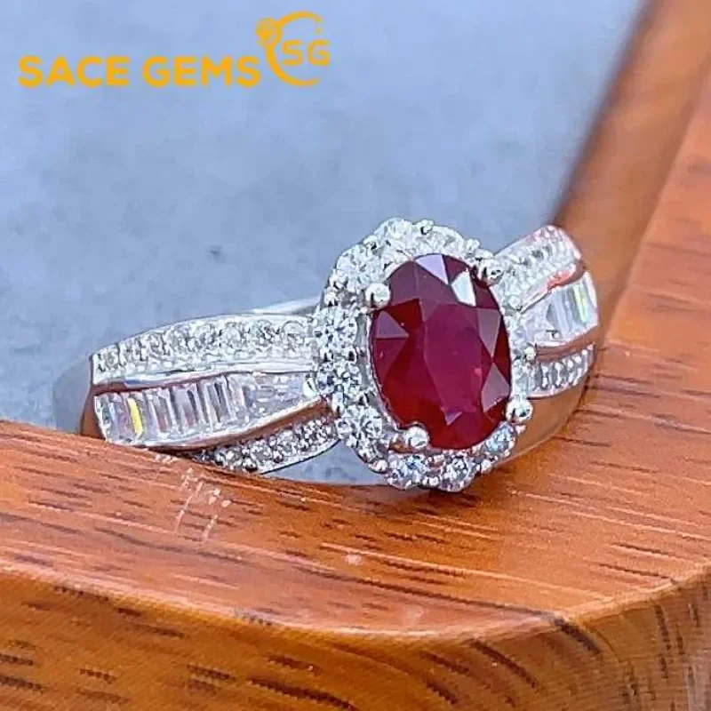 

Модные регулируемые кольца SACE GEMS с натуральным рубином 5*7 мм для женщин, из стерлингового серебра 925 пробы, для свадьбы, вечеринки, изысканные ювелирные украшения, подарок на праздник