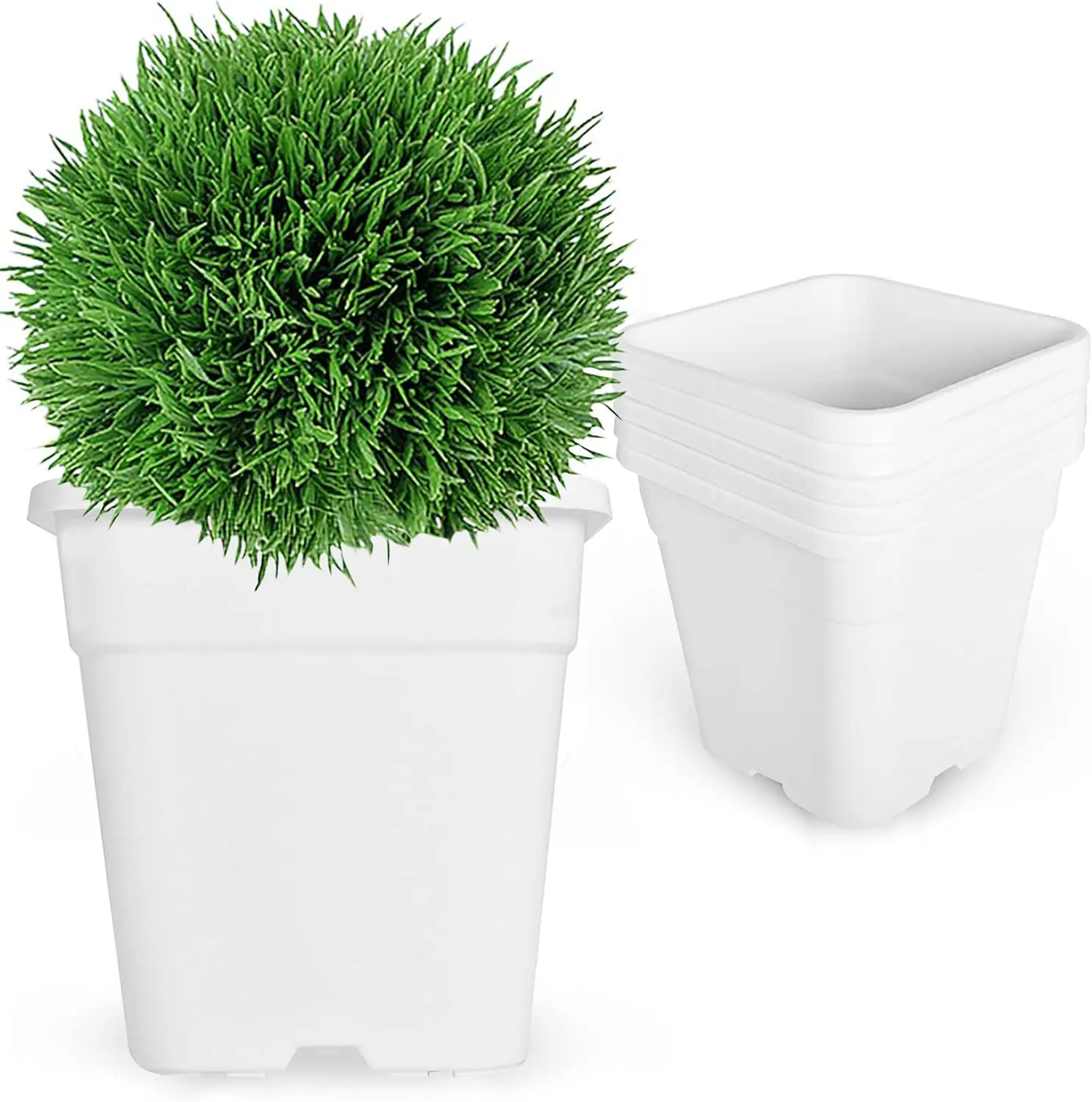 

5-Pack 9.77 Gallon Square Planter Nursery Pots, Flower Plant Container Injection Molded Plastic Nursery Pot Gardening Po