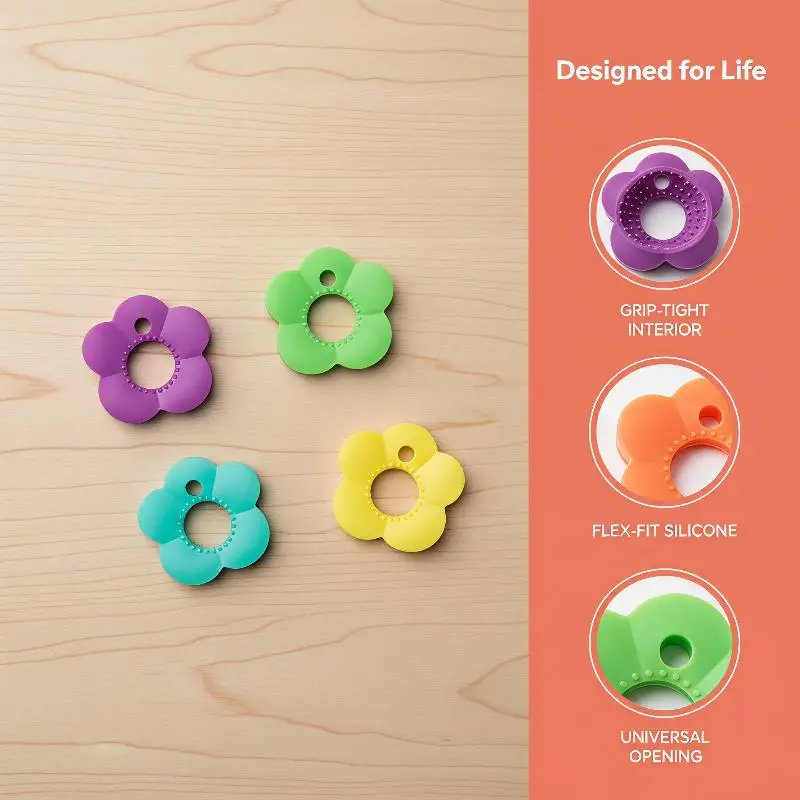 10Pcs Flower-Shaped Silicone Keycap, Durable Key Protection Covers, Easy To Install Keychain Organizer, Random Color