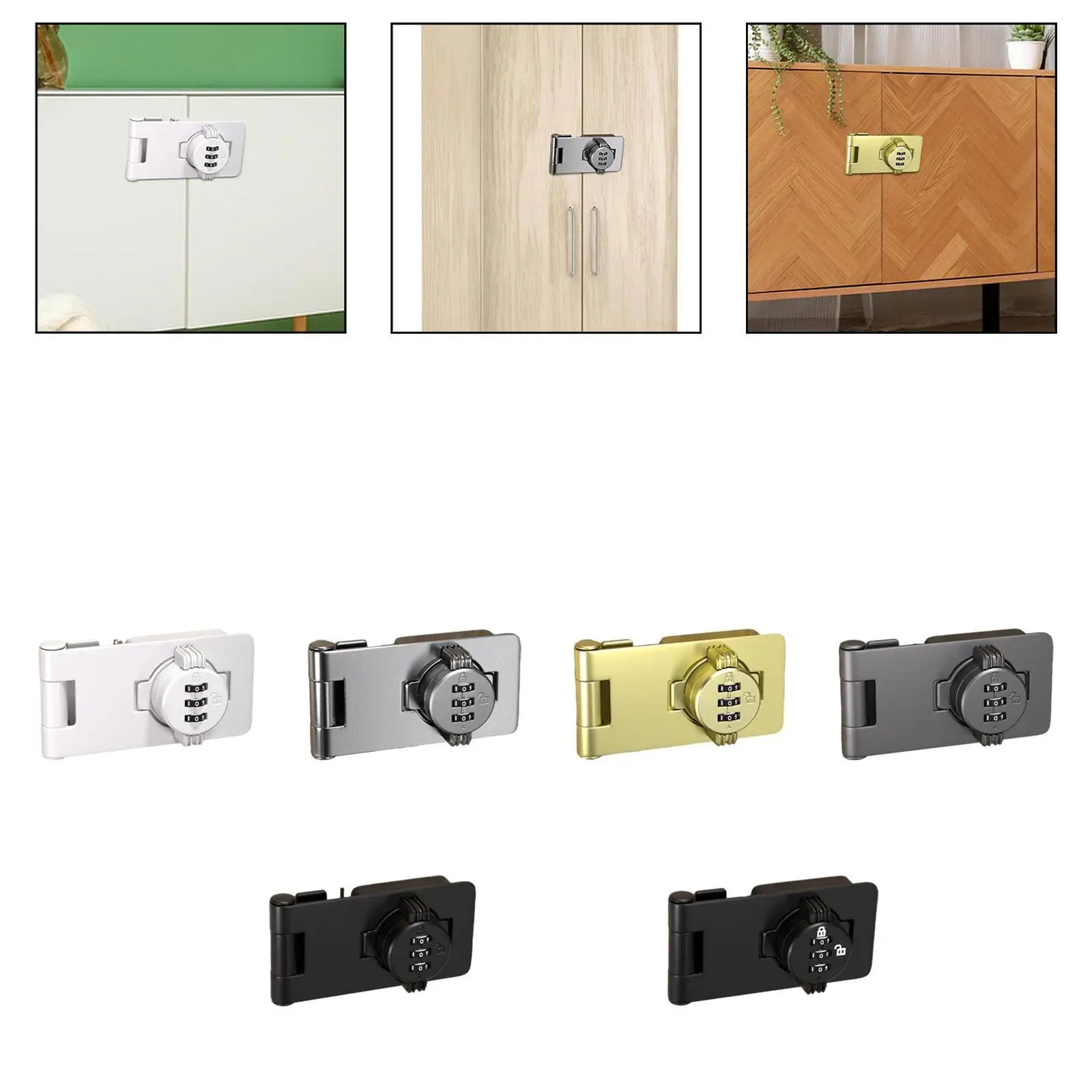 Cabinet Combination Lock Home Cupboard Password Rotary Hasp Lock Keyless Cabinet Lock for Outdoor Shed Gate Deposit Box Garden