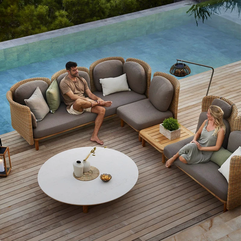 Southeast Asian rattan armchair garden outdoor waterproof creative open air patio furniture