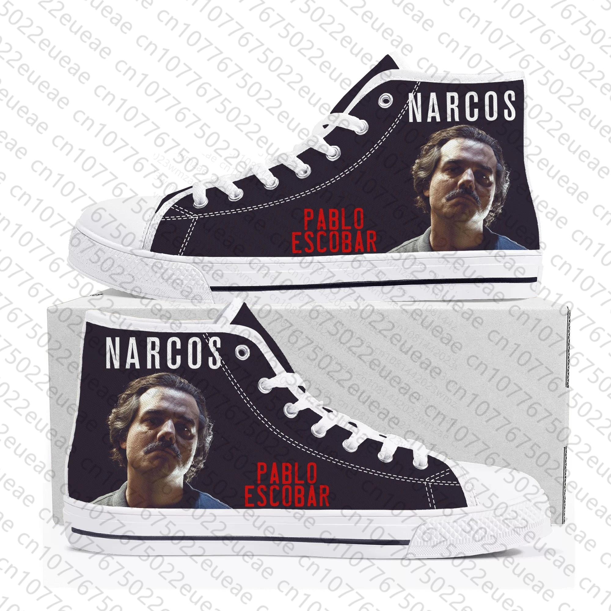 Zapatillas altas de lona de Narcos para hombre y mujer, zapatos casuales de alta calidad para adolescentes, Pablo Escobar, zapatos personalizados para parejas