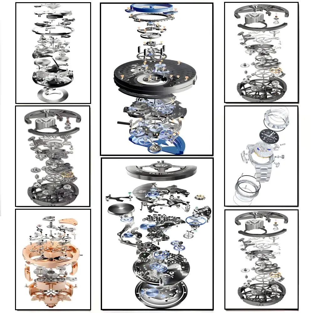 Elegant Vintage Watch Mechanical Movement Patent Art Poster Poster HD  Waterproof Wall Sticker Bar Living Room Decor Gift