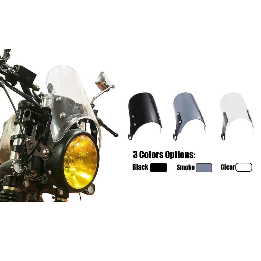 1Pc Universal Motorcycle Accessories Retro Front Windscreen Cover ABS Plastic Winshield Wind Deflector Fairing Instrument Visor