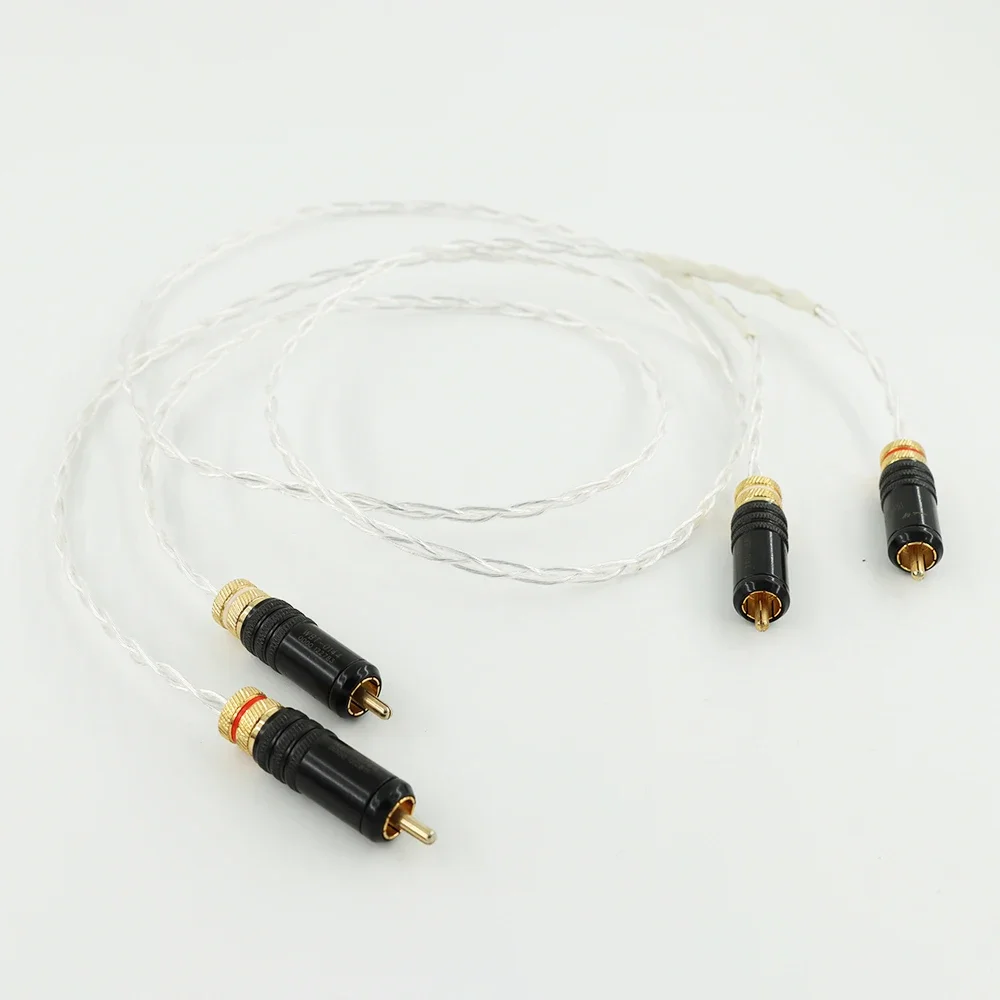 Pair Occ Copper Silver Plated Audio Interconnects Cable,RCA Signal Cable , Extension Cord