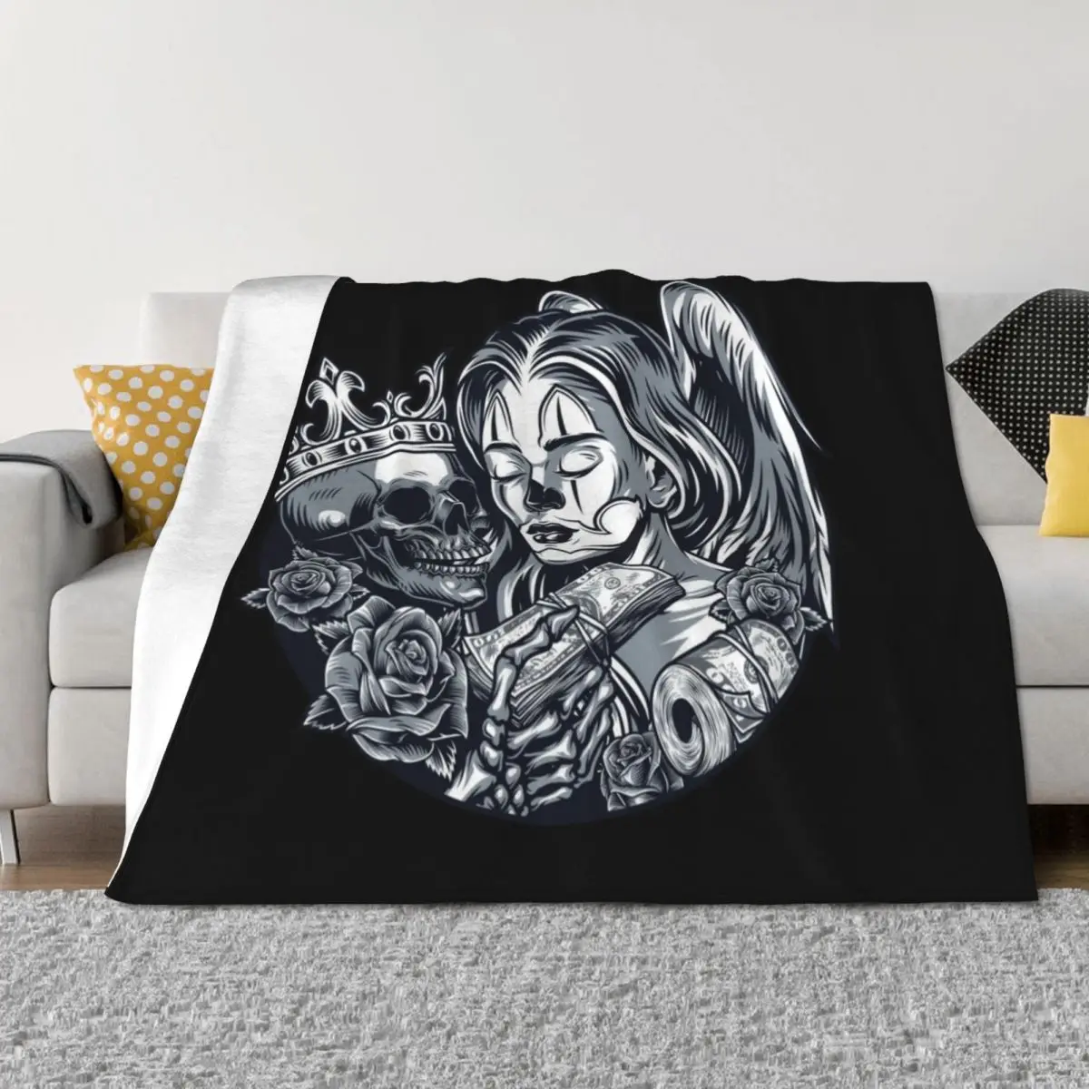 

Chicano Girl with a skull Throw Blanket Beach Plaid on the sofa manga Extra Large Throw Blankets
