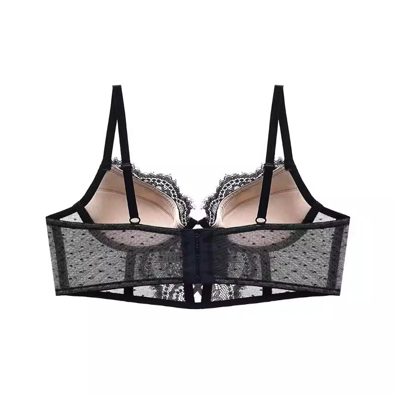 French Style Lace Push Up Lingerie Set Thin Soft Underwire Bra Sheer Ruched Chemise For Petite Small Bust Women S-XL