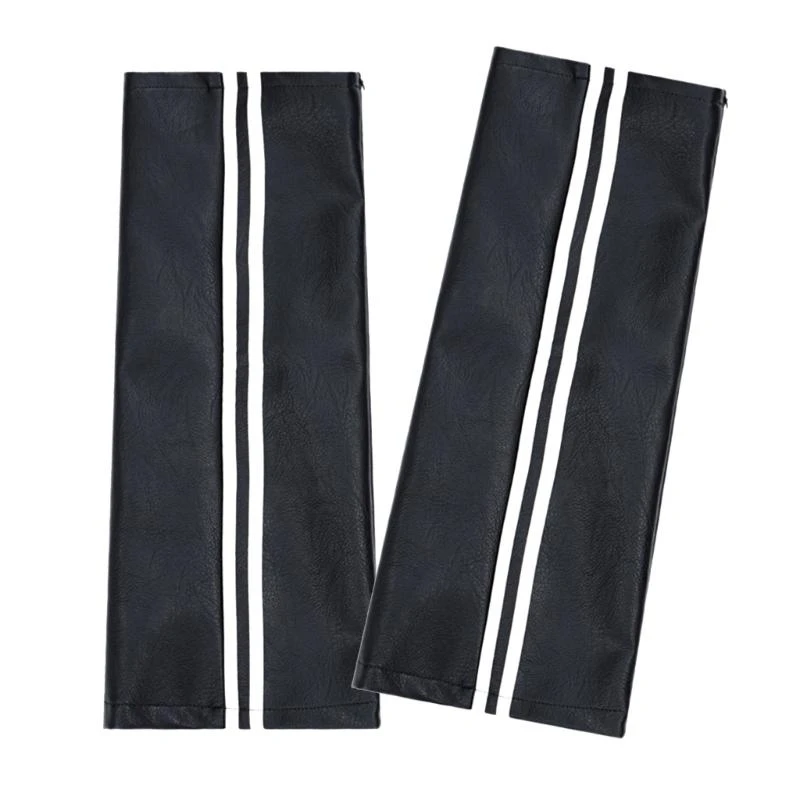 Women Punk Zippers Long Leg Socks Faux Leather Striped Leg Warmers Harajuku Knee Length Gaiters Boot Covers Streetwear 15UB