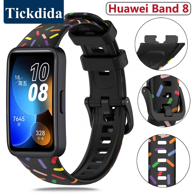 

Rainbow Watchband for Huawei Band 8 Sport Silicone Strap Soft Wristband for Huawei Band8 Bracelet Replace Strap Accessories