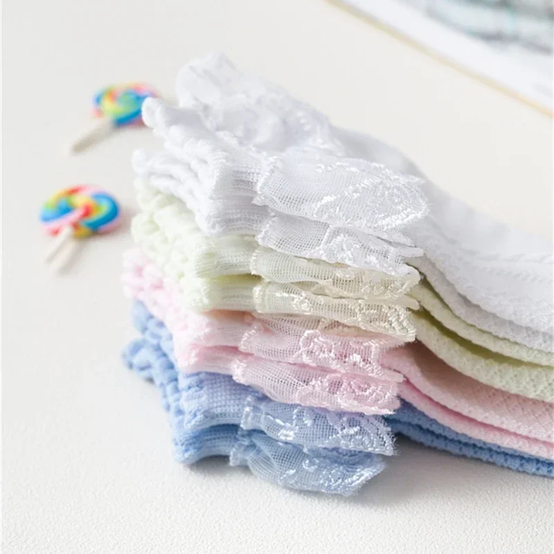 Lace Ruffle Baby Breathable Socks Children Kids School Student Princess Socks Girls Toddler Beautiful White Dance Short Socks