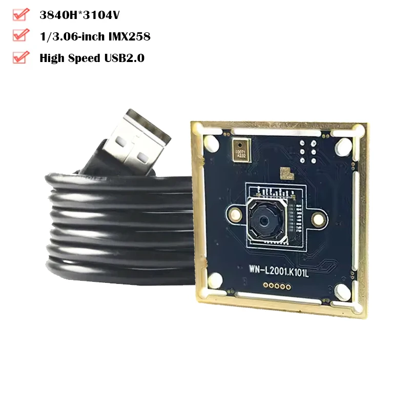 4K 13MP HD IMX258 USB Camera Module with Digital Mic Autofocus 77° UVC protocol plug and play for Product Vision