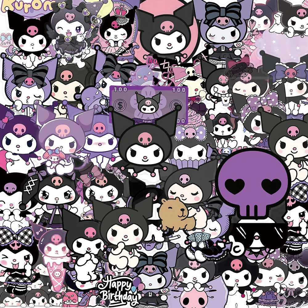 

10/30/50PCS Transparent Kawaii Sanrio Kuromi Cartoon Stickers Aesthetic Waterproof DIY Diary Laptop Cute Sticker Kids Toys Gift