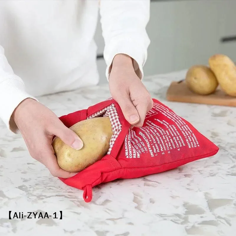 【A】Reusable Microwave Potato Cooker Bag Baked, Express Red Pouch Perfect Potatoes 4 Minutes, Kitchen Tool