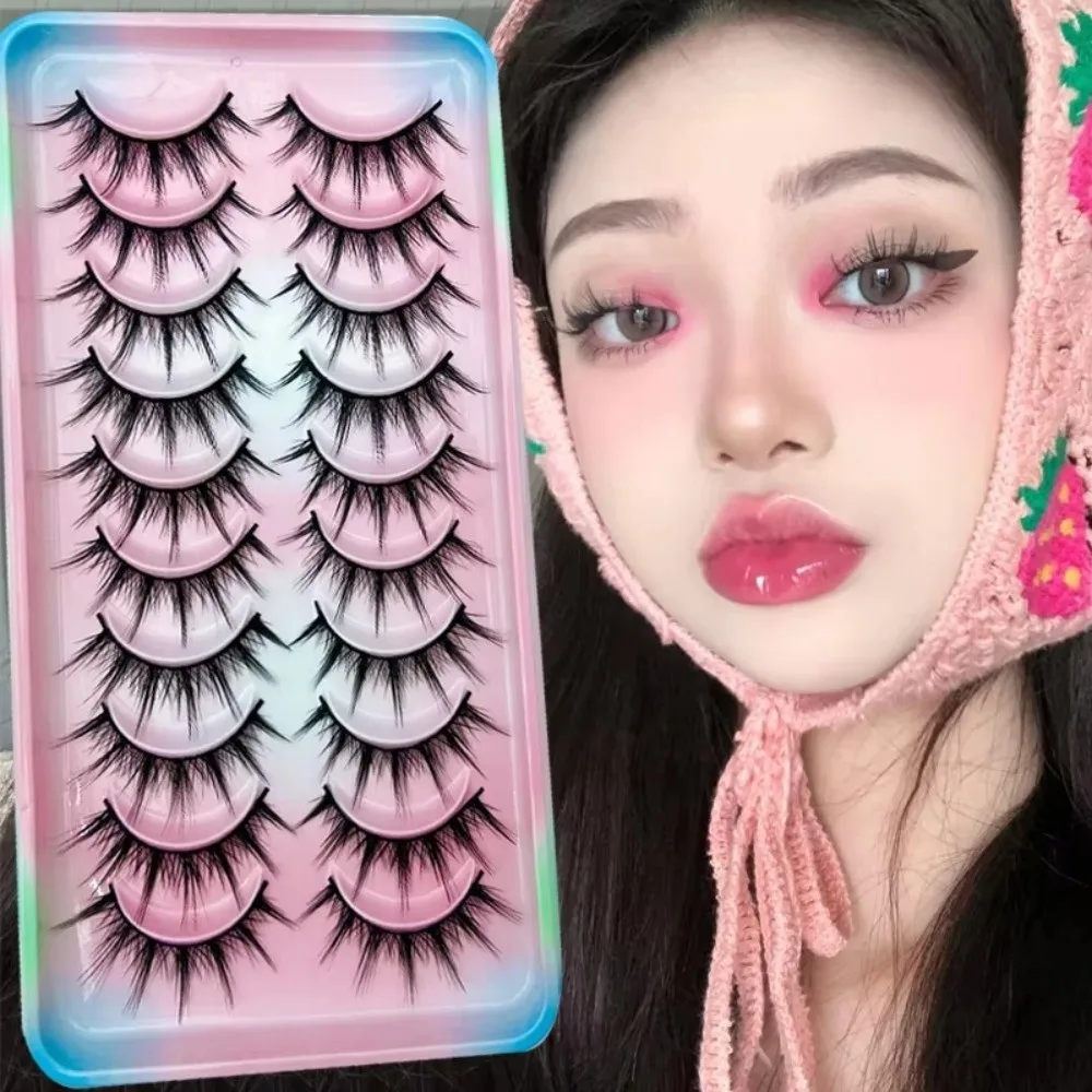 10 Pairs Fashion 3D Manga Lashes Fluffy Full Strip Cosplay Lashes Short Anime Eyelashes for Women