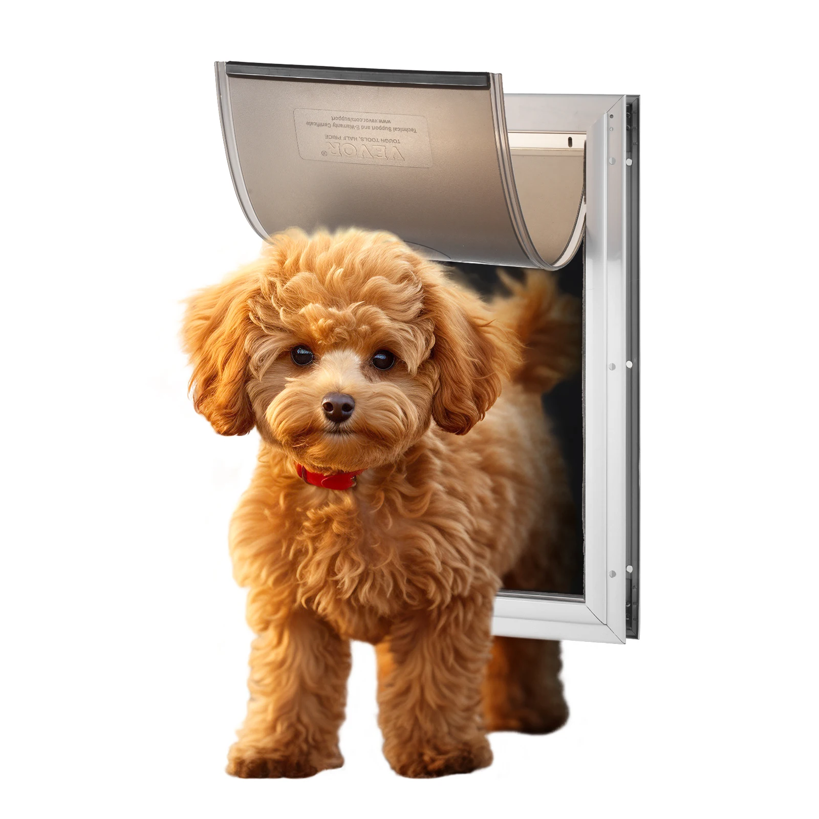 SucceBuy Marco de aluminio para puerta de mascotas con sistema de cerradura y solapa Puerta para perros resistente a la intemperie Fácil de instalar en puertas interiores o exteriores