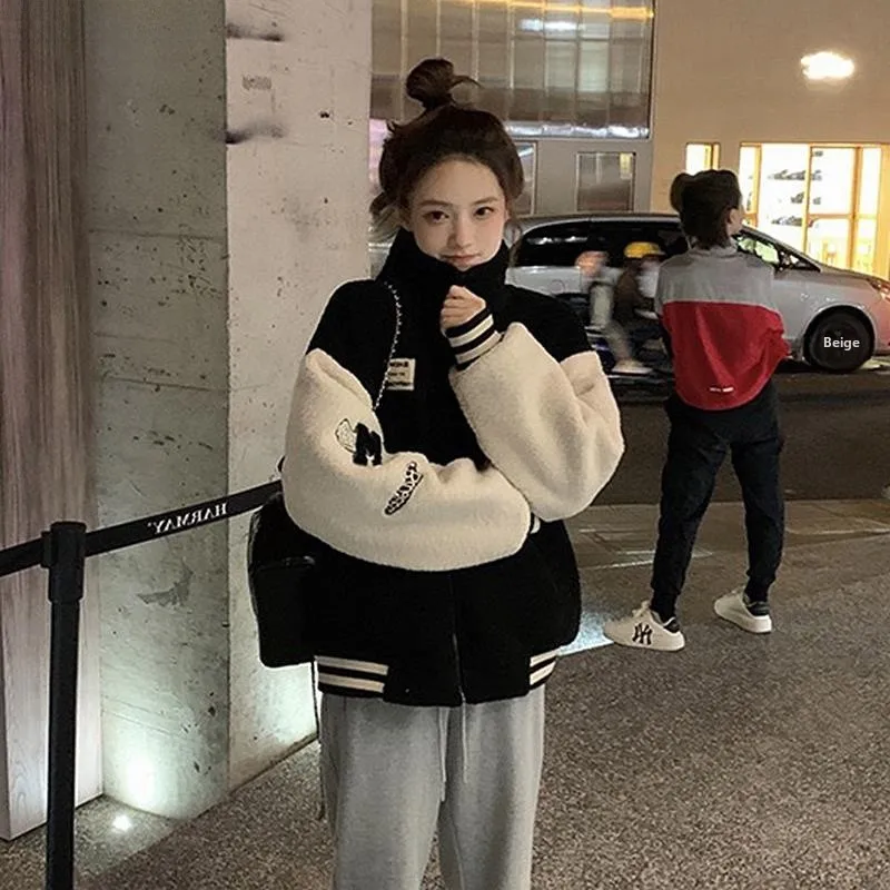 Jaet d'hiver en velours d'agneau pour filles, doublé Bla Fce, grand haut pour enfants et adolescents de 2 à 3 ans, vêtements d'extérieur pour filles