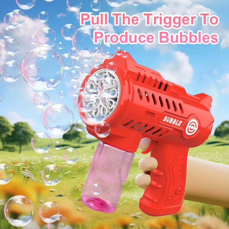 Pistola de burbujas de mano espacial, juguete para regalo de vacaciones para niños, juguete al aire libre con una gran cantidad de burbujas sin batería, burbuja de agua