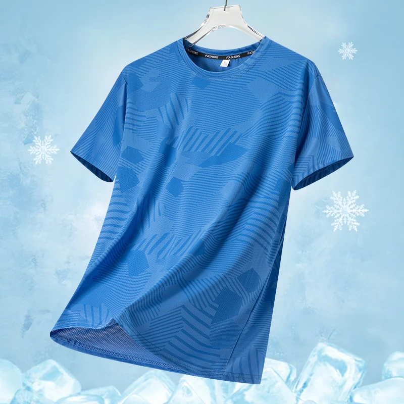 Männliches Lauf-T-Shirt, Sommer, atmungsaktiv, verschleißfest, Fitness-Sport-T-Shirt, Outdoor, leicht, Jogging, Fitnessstudio, Training, Sportbekleidung