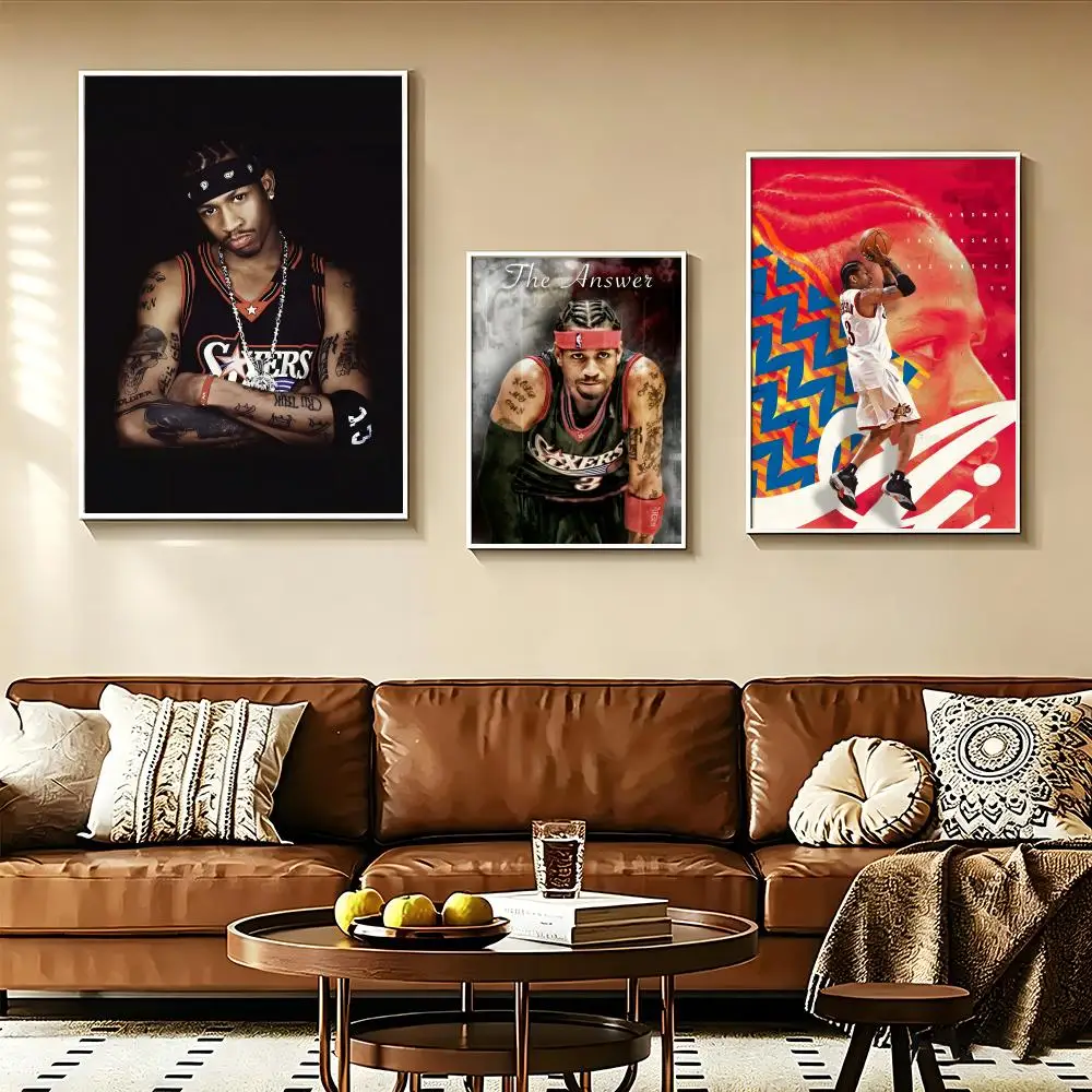 Sportstar A-Allen I-Iverson Poster Posters Self-adhesive Paper Print Home Living Room Bedroom Entrance Bar Cafe Art